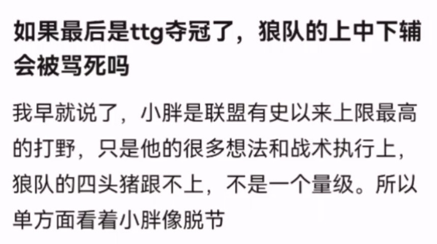 kpl如果最后是TTG夺冠，狼队的上中下辅会被骂死吗？