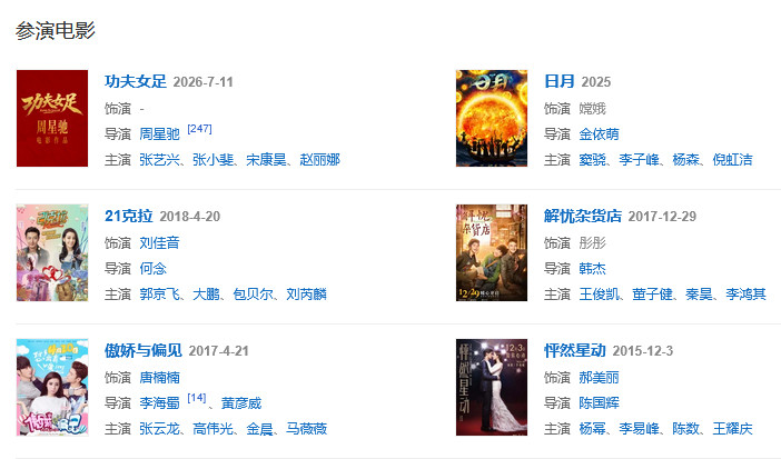 迪丽热巴人气很高，不过影视作品重心在电视剧，这么多年来电影作品并不多，而且选片眼