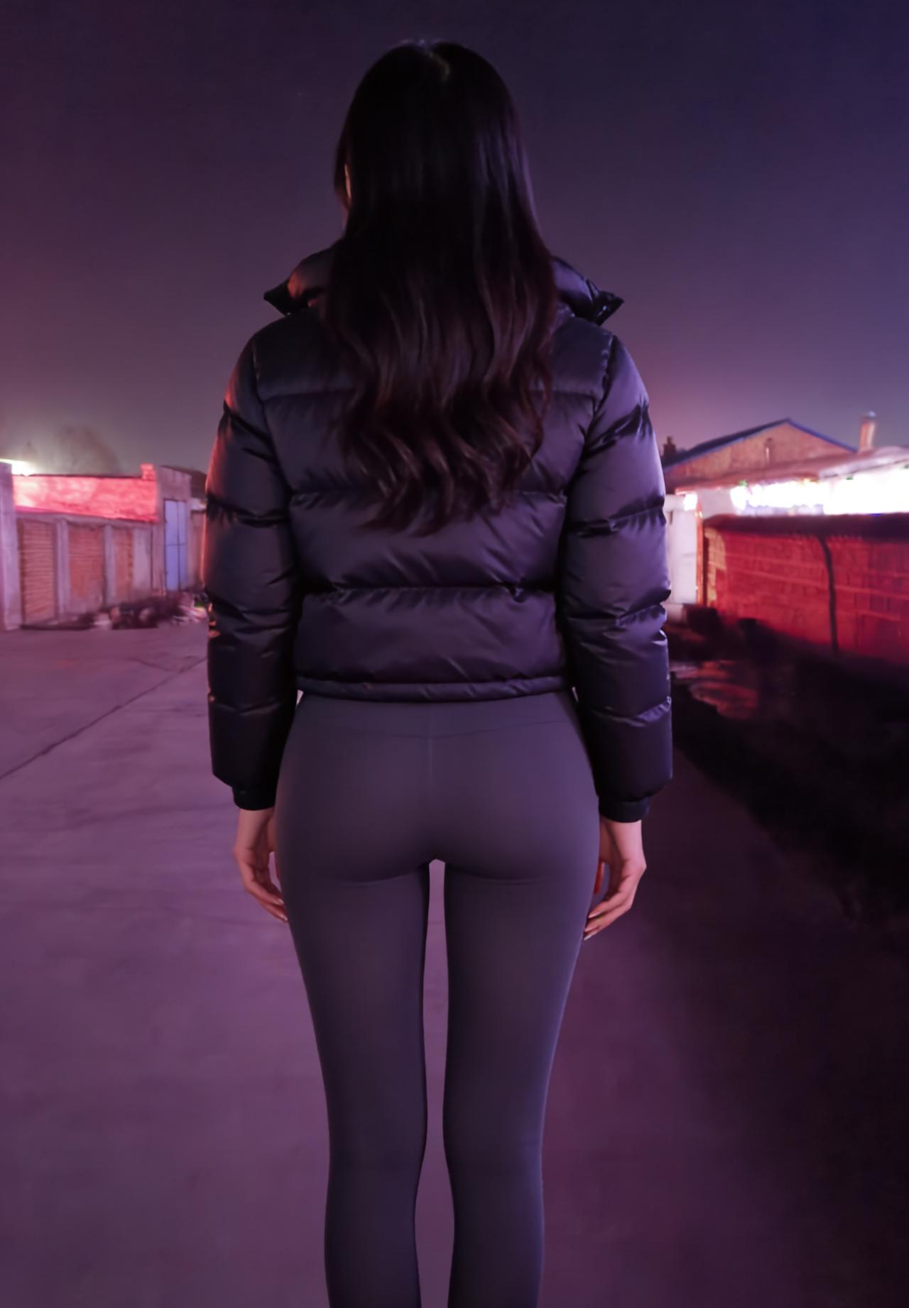 夜把最后一盏灯，揉成了天边的星你转身的弧度，比晚风更轻羽绒服裹着体温，像一朵