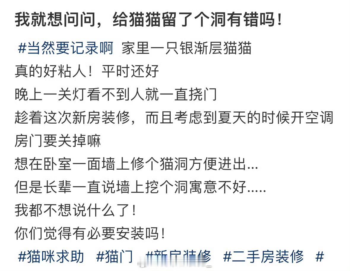 我就想问问，给猫猫留了个洞有错吗！​​​​