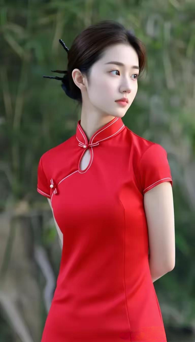复古旗袍，红衣美人，韵味十足