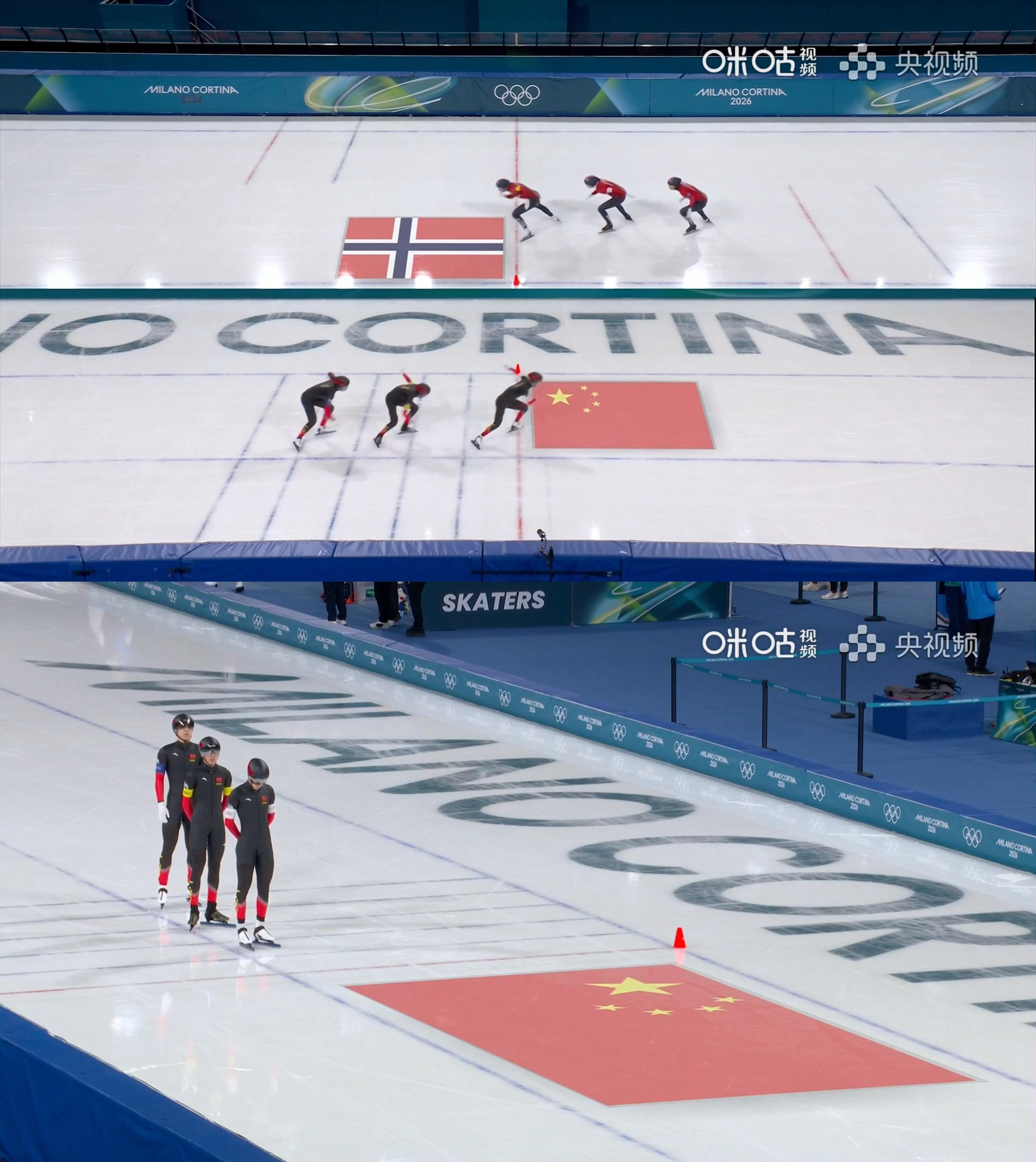 中国男子团体追逐历史性突破北京时间2月15日，米兰冬奥会速度滑冰男子团体追逐1/