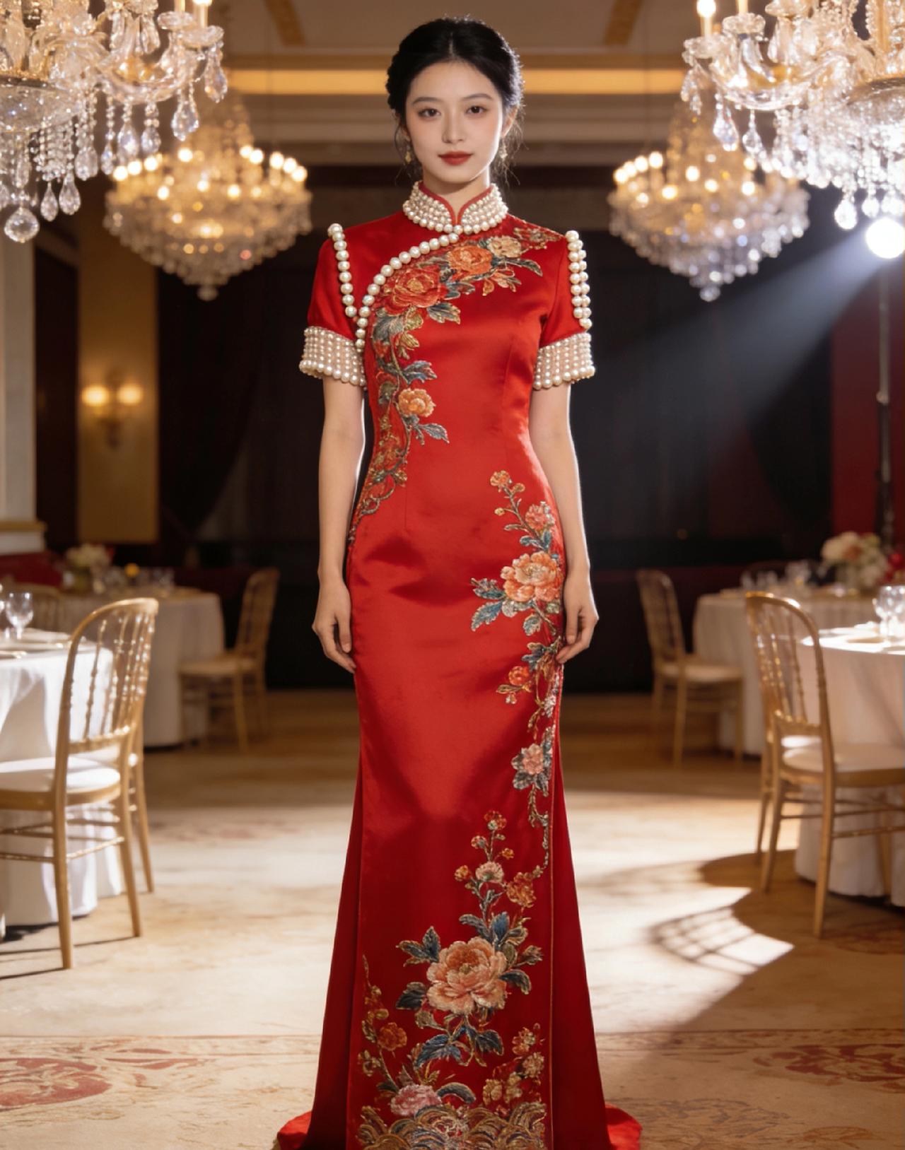 国风礼服旗袍，是刻在东方女子骨子里的浪漫与端庄。它不只是一件衣裳，更是中式美学的