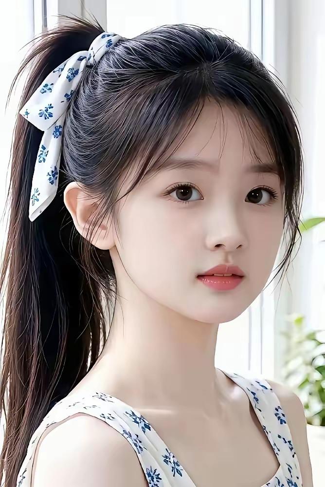 清新少女风，蓝花蝴蝶结发带，甜美可爱！🌸💖