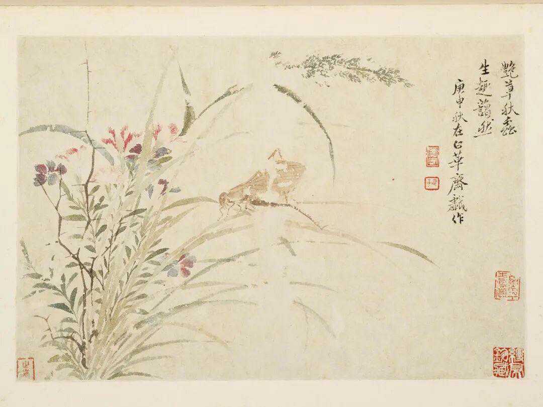 恽寿平《花卉山水合册》，水墨纸本、设色纸本26×37.8cm。新城事遇见艺术