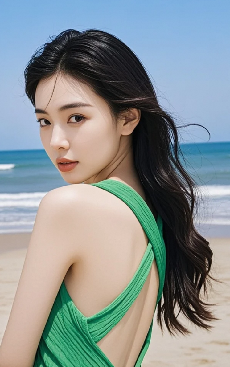 海边的微笑女神，裙角下的夏日浪漫