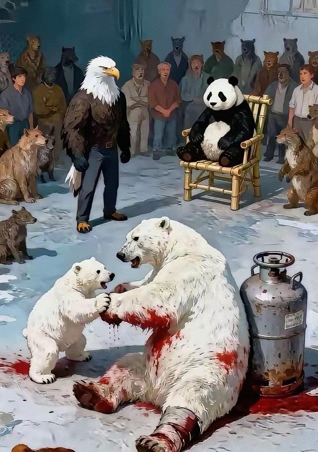 兄弟反目成仇，别人只会看笑话大毛和二毛互相撕咬，彼此血流满地，别人都在旁观。这