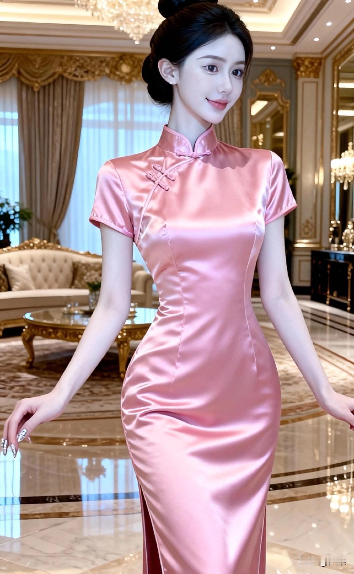 太美了！这身粉色旗袍时尚优雅超显身材颜色鲜艳的旗袍温柔风国风旗袍紫色旗袍粉