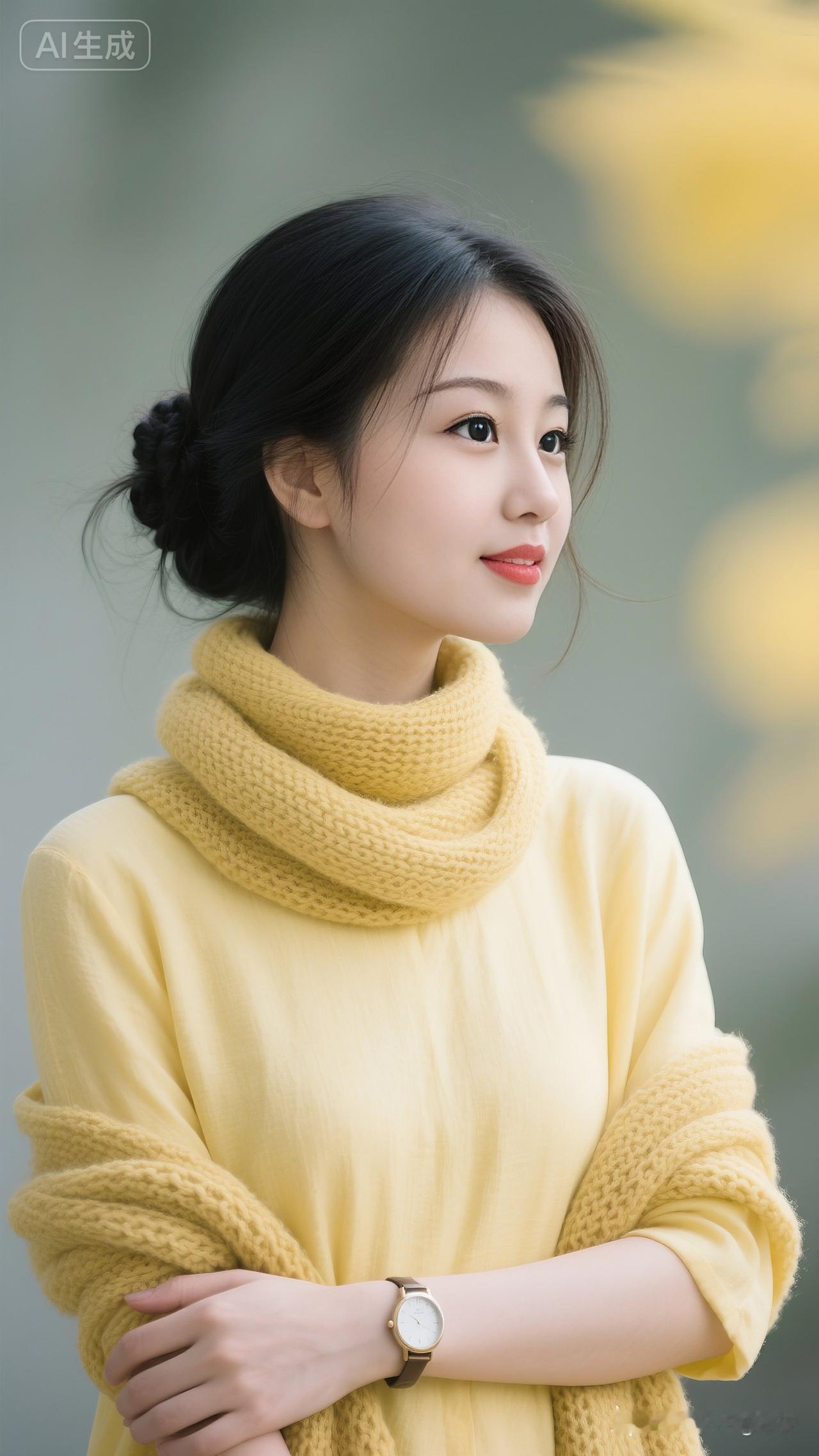 温柔甜美的冬日穿搭，暖黄色调，温暖人心。