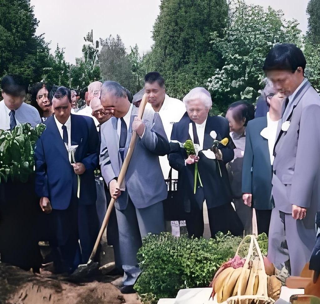 1994年，吴石将军、夫人王碧奎骨灰安葬仪式，何遂之子何康铲下了第一锹土，一张罕