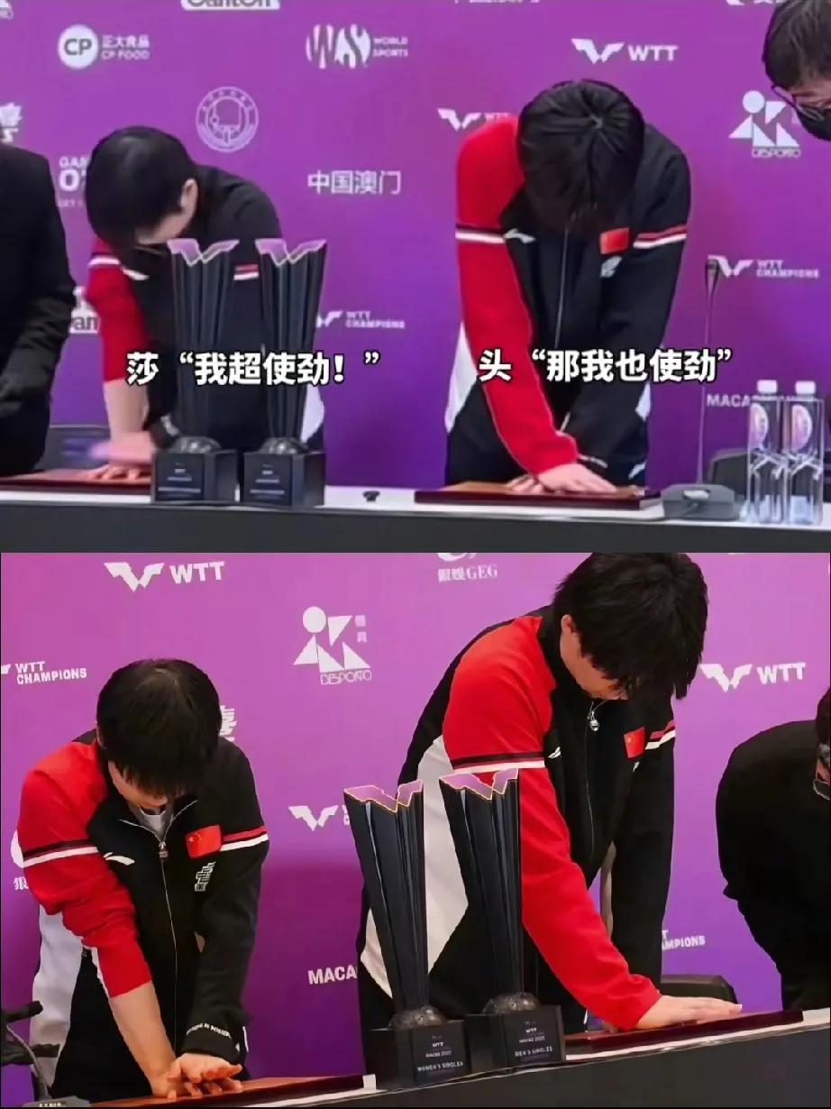 笑不活了，莎莎和大头按完手印，还互相看了对方的手印一眼！这俩孩子，简直萌化了