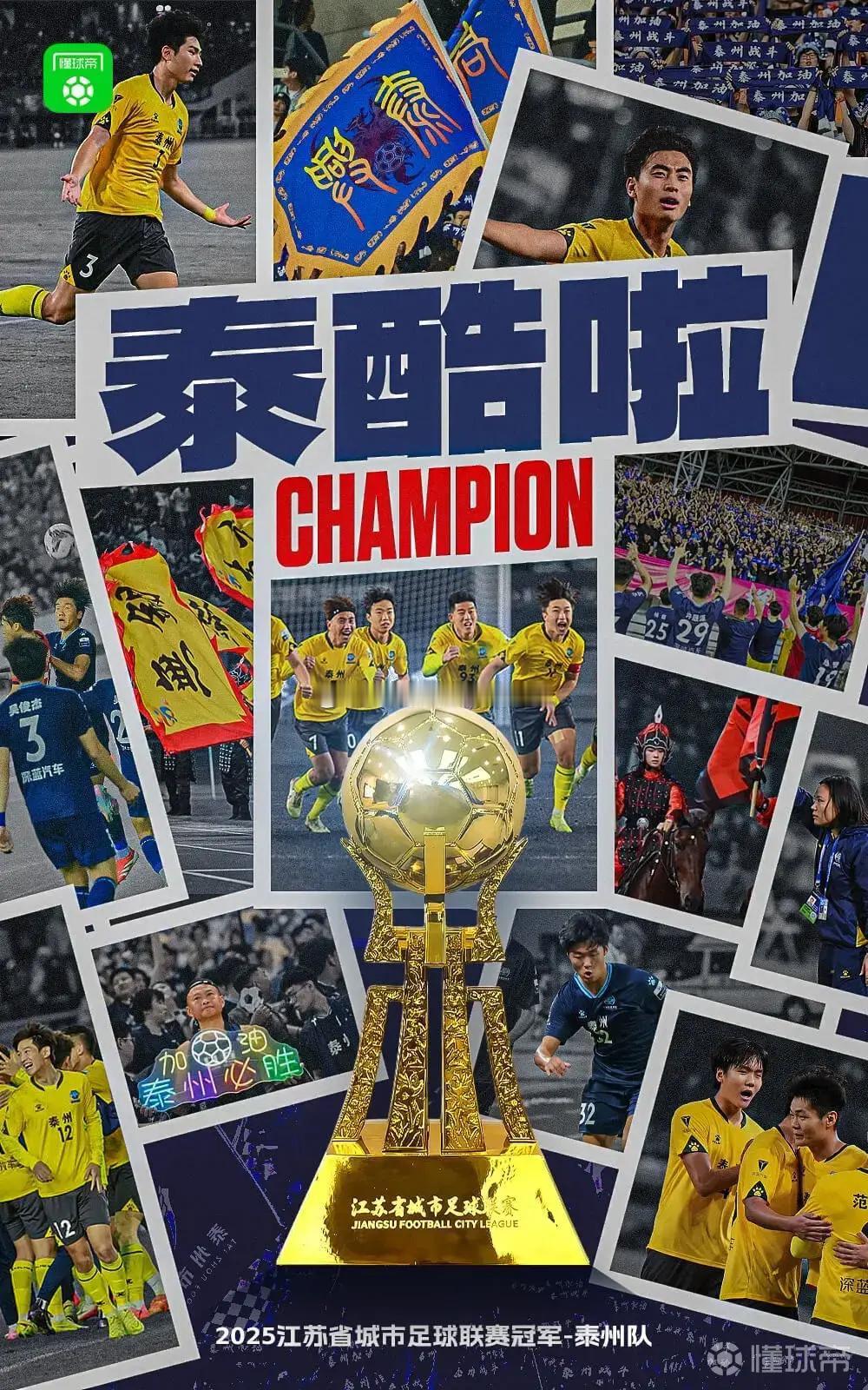 泰州队夺得苏超冠军泰州队常规赛第3轮曾经0-4不敌南通队，最终以第六名身份晋级