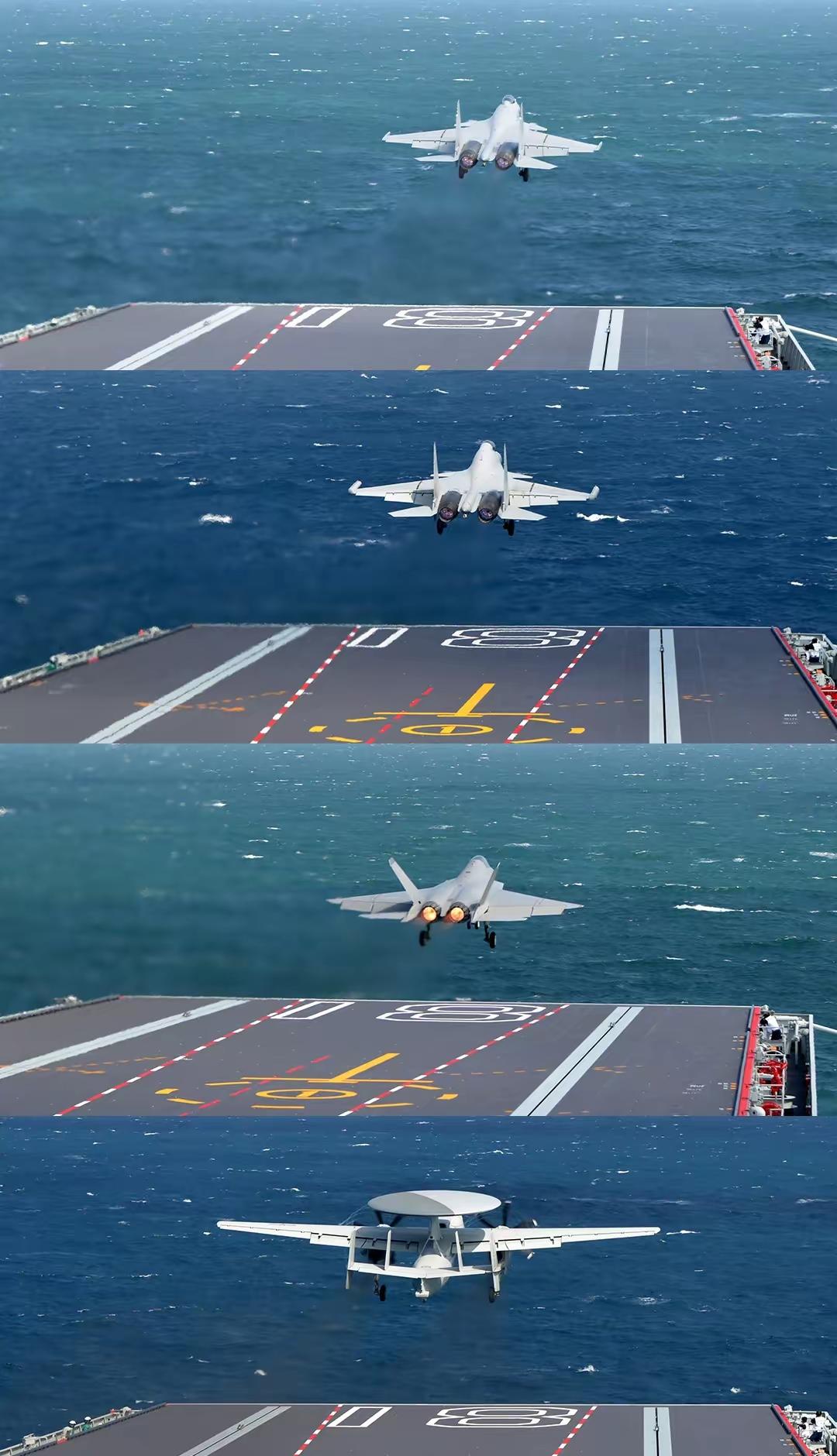 福建舰航母上的四大天王。歼-15T，歼-15DT，歼-35，空警-600。从