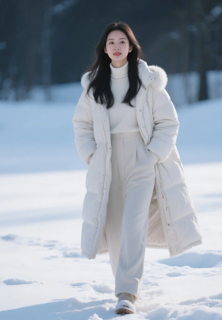 家人们谁懂啊！白领丽人雪地漫步，这画面美得像偶像剧现场！