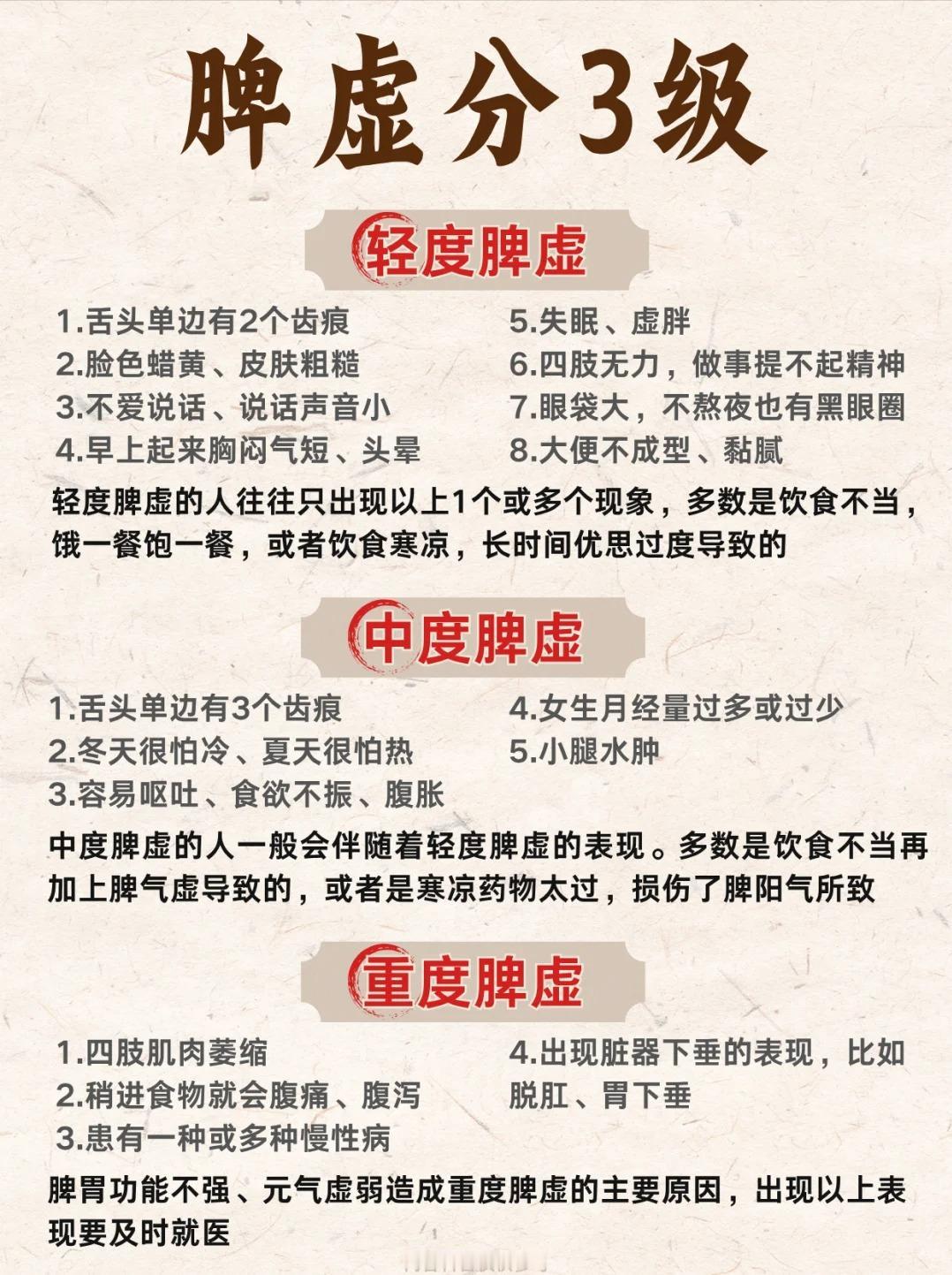 脾胃虚弱分三级，容易脾虚的人，有哪些表现？