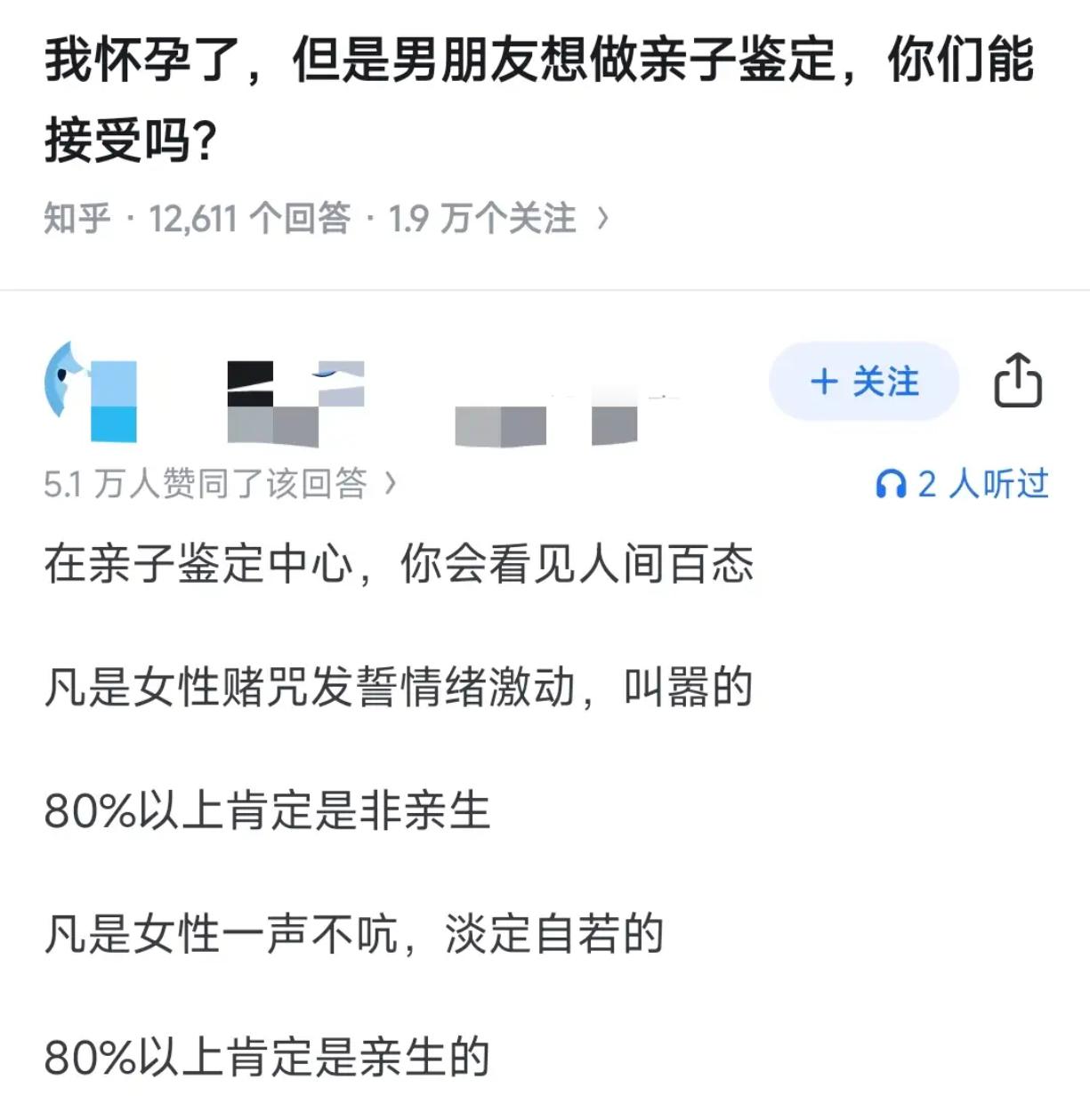 怀孕了，但是男朋友想做亲子鉴定，你们能接受吗？​​​