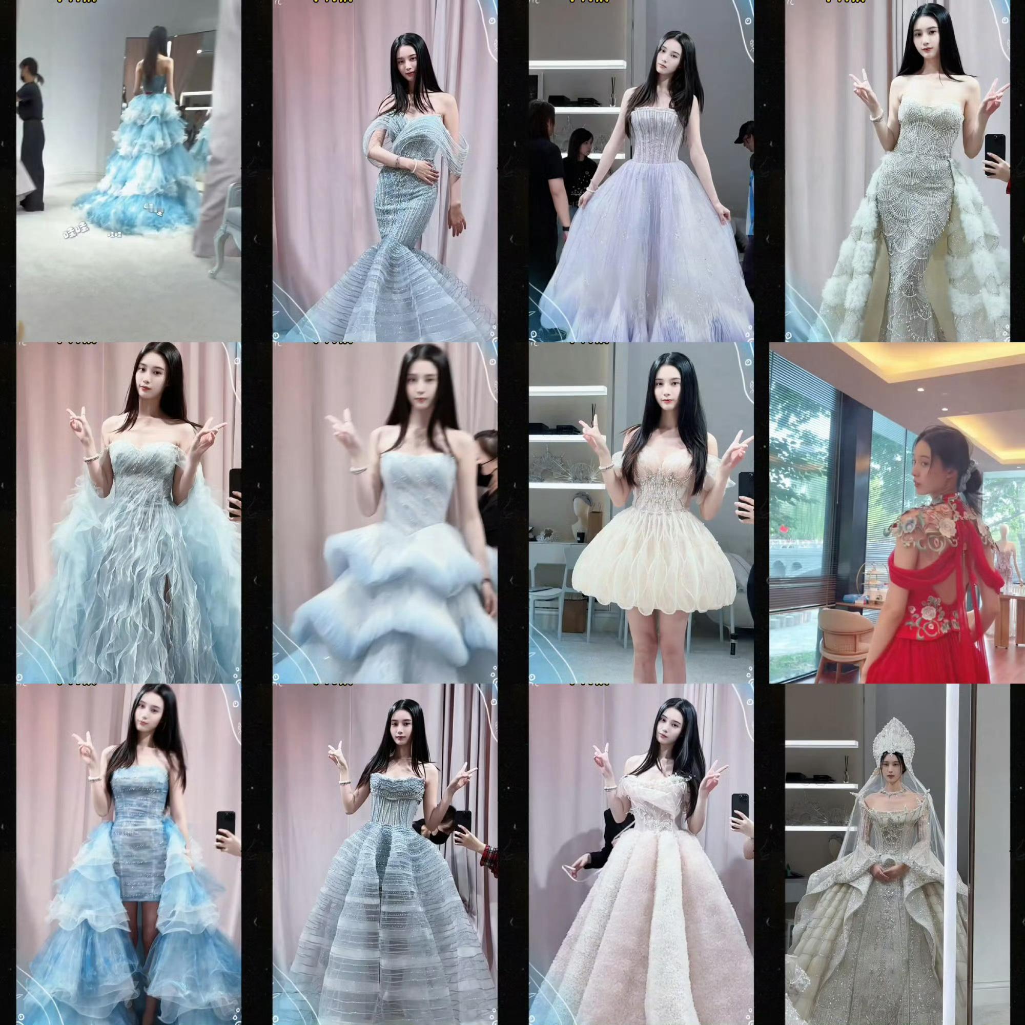 徐艺洋试了12套婚纱蓝色系好多哦，徐艺洋穿什么好看！​​​