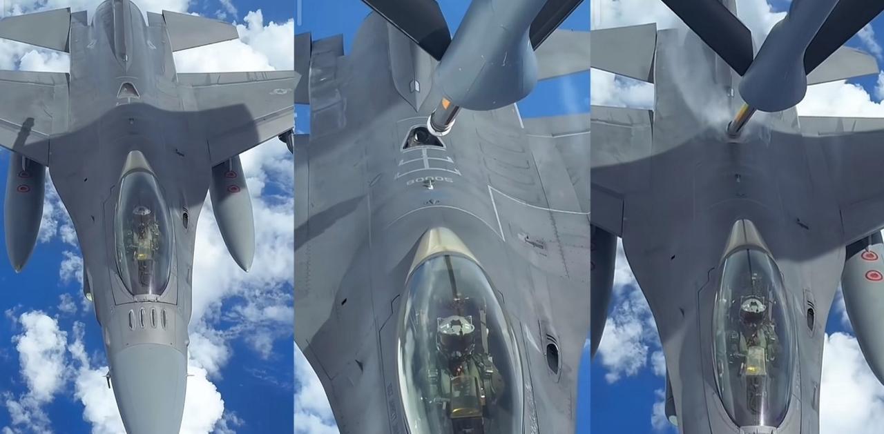F-16有两种加油口的型号，一种是常规的“公机”，另一种就是图片上的“母机”，这
