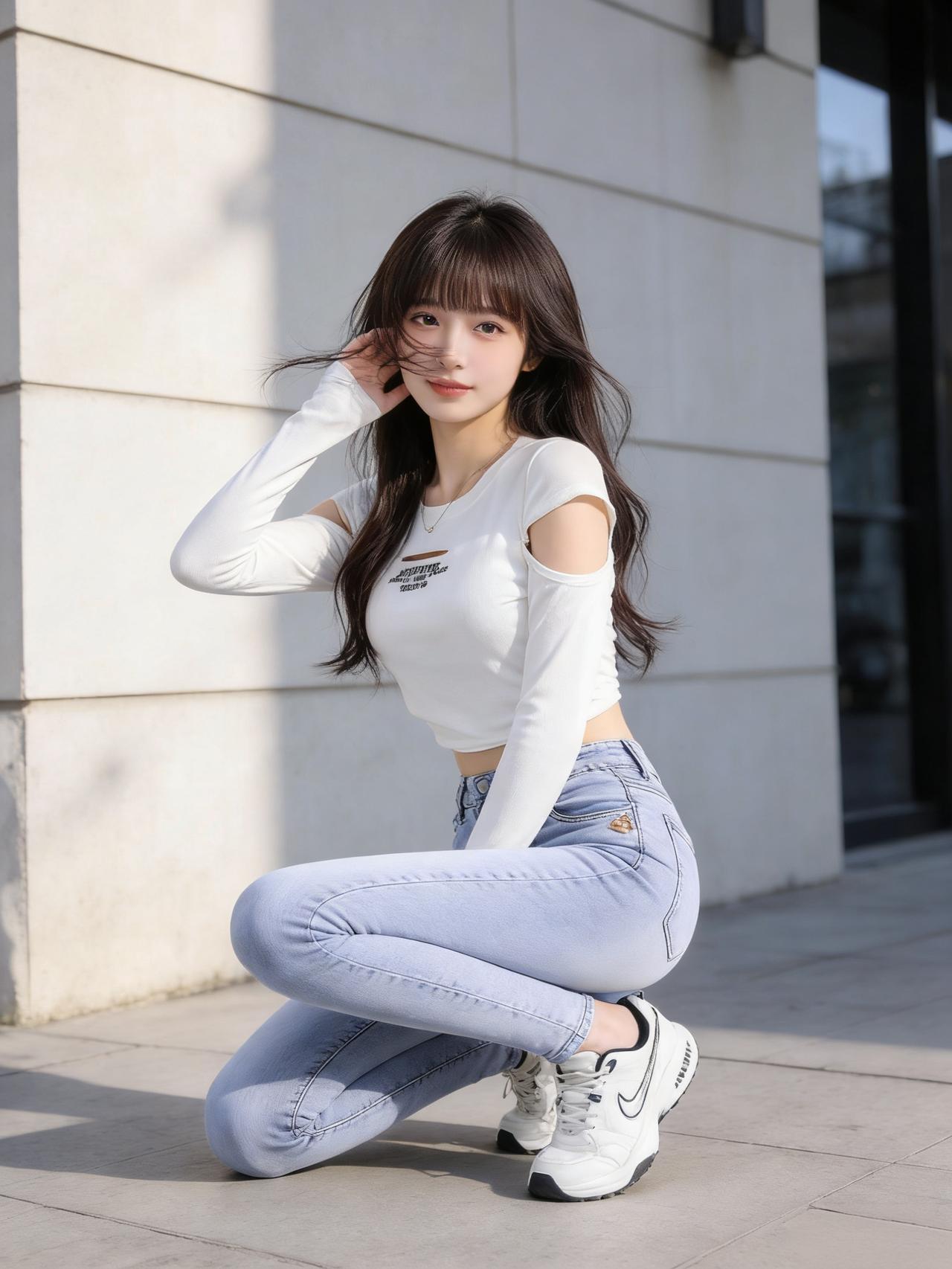 静立春光深处，眉眼含柔，浅笑轻颦间，晕开一抹浅浅娇羞，是情愫暗生的青涩，是春心萌