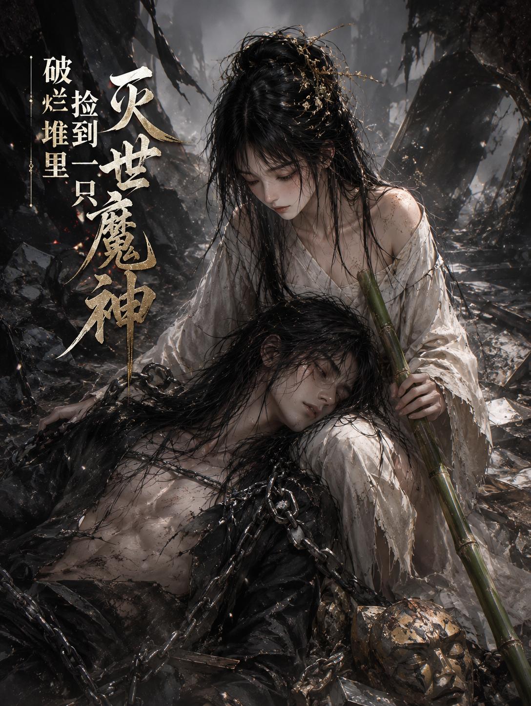 残阳似血，阿拾正懒洋洋地躺在破庙石阶上，用她的绿竹杖逗弄着地上的一队蚂蚁。今天运