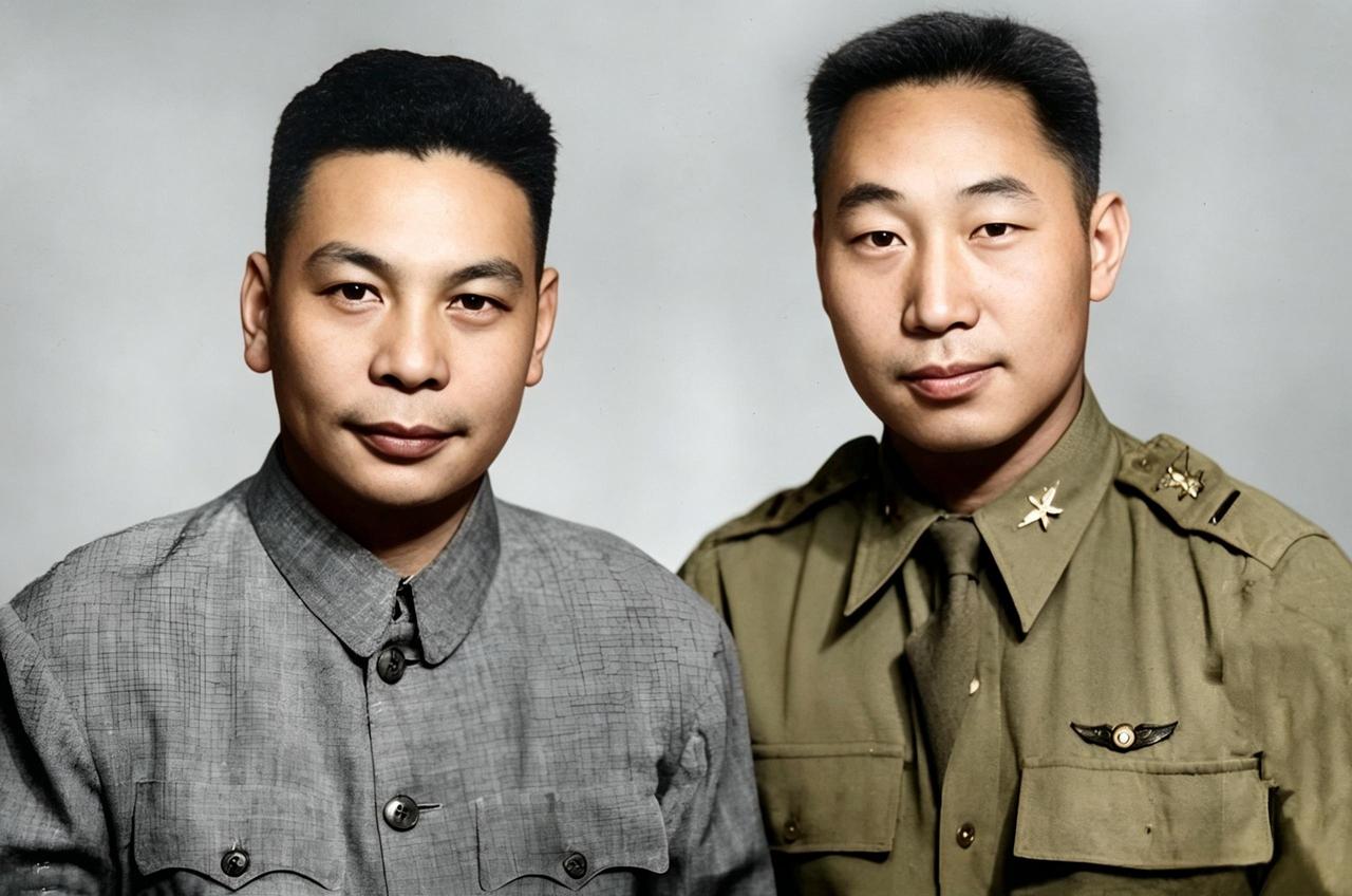 这是蒋建丰与表弟竺培风在一起。蒋建丰的父亲蒋中正与竺培风的母亲蒋瑞莲是一母同胞的