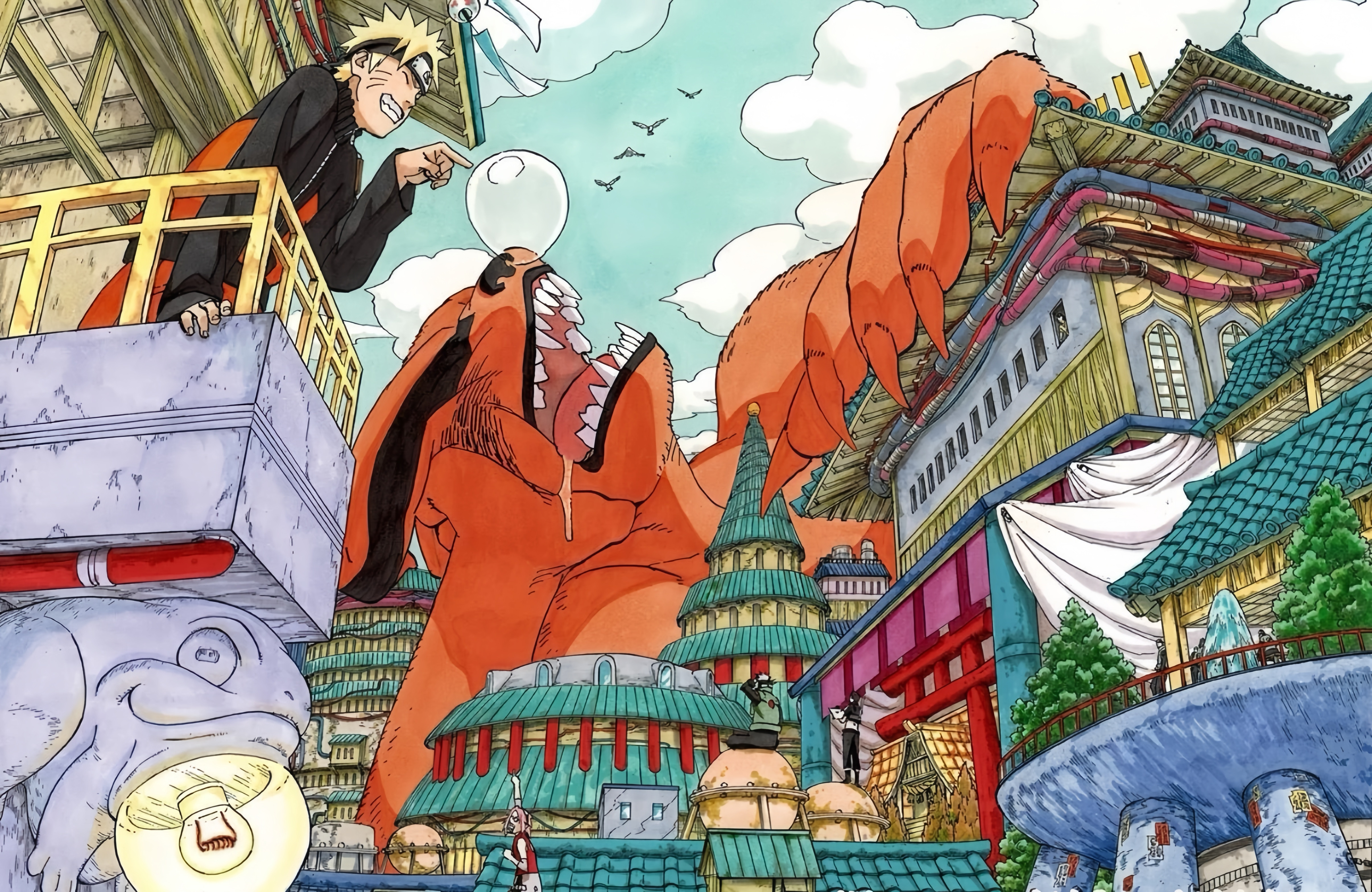 岸本绘制的一些鸣人和九喇嘛同框图火影忍者漩涡鸣人九喇嘛