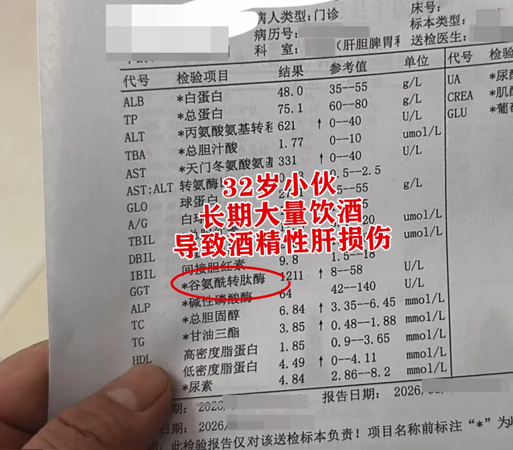 有乙肝你还喝酒，现在GGT升高到20多倍，转氨酶600多，严重肝损伤...