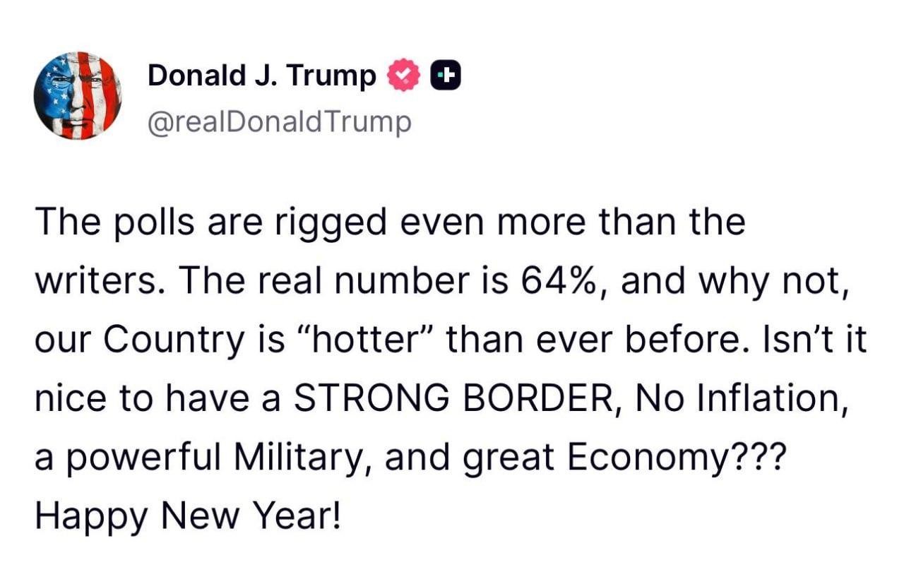 特朗普通过TruthSocial发帖：民调比写民调的人还要狡猾。真实数字是