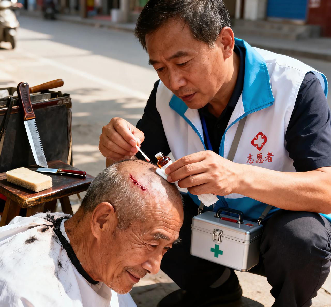 10元剃头剃出满头伤！大爷不忍追责戳中多少人软肋河南大爷花10元理发后头皮