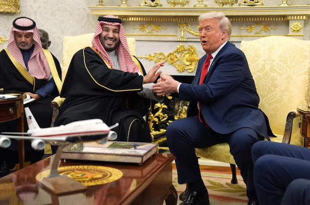 白宫高规格礼遇，特朗普全程热情似火沙特实际掌权人、王储穆罕默德·本·萨勒曼自