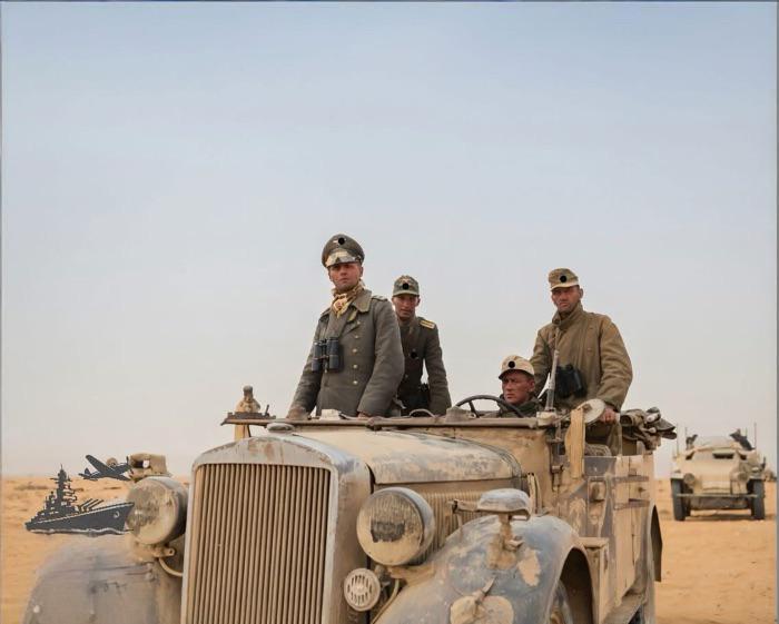 1941年，刚抵达北非战场的隆美尔正在视察前线部队！国外这一点做得蛮好，纳粹标