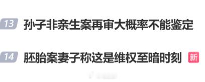 这两条热搜放在一起有意思：1.孙子非亲生案再审大概率不能鉴定即使去世男子的父