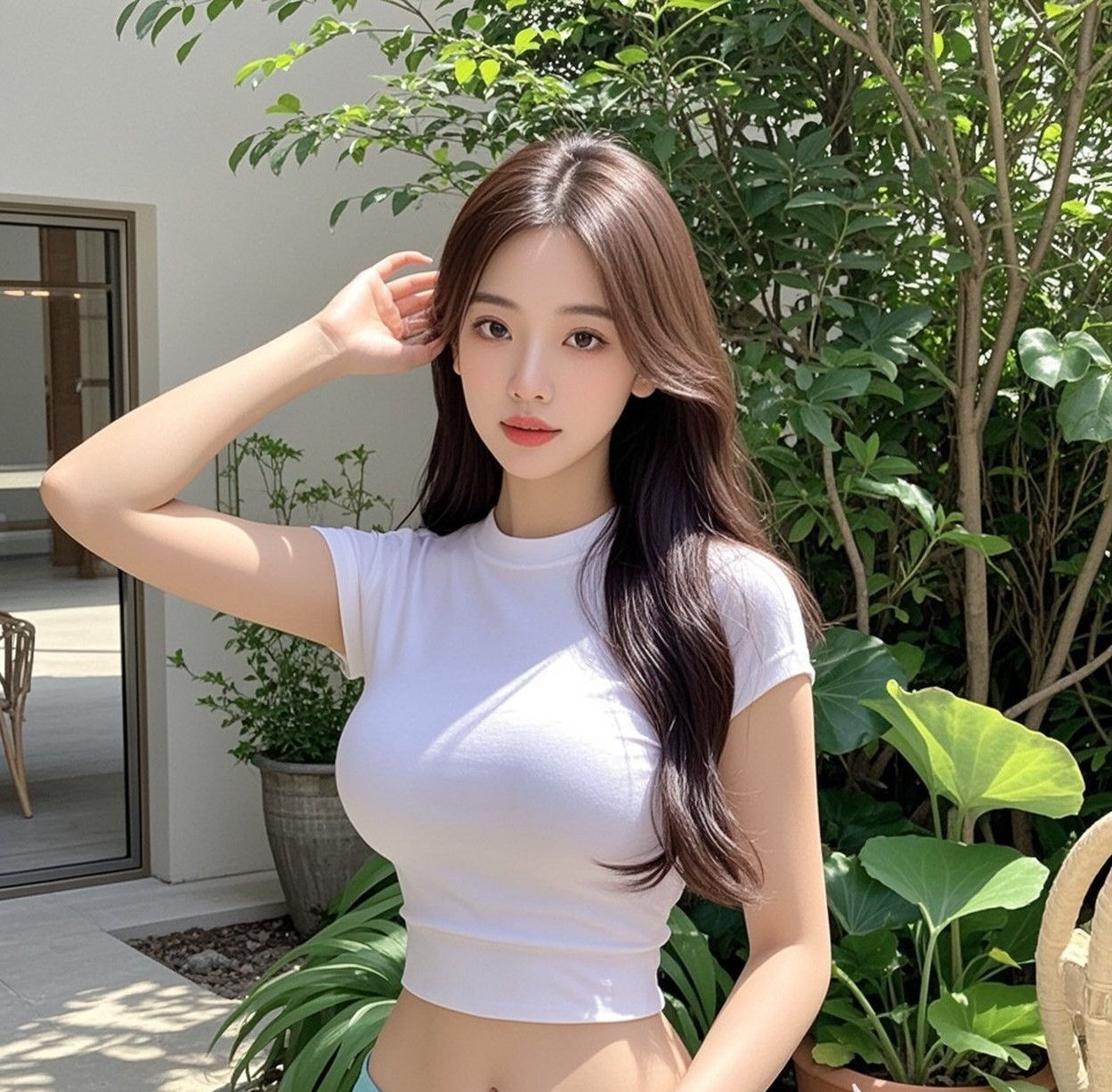 丰腴身段步生莲，回眸一笑百花惭