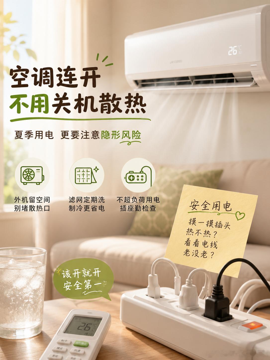 空调连续使用要关机散热吗空调开了一整天，怕它累坏了，特意关半小时让它休息休息其