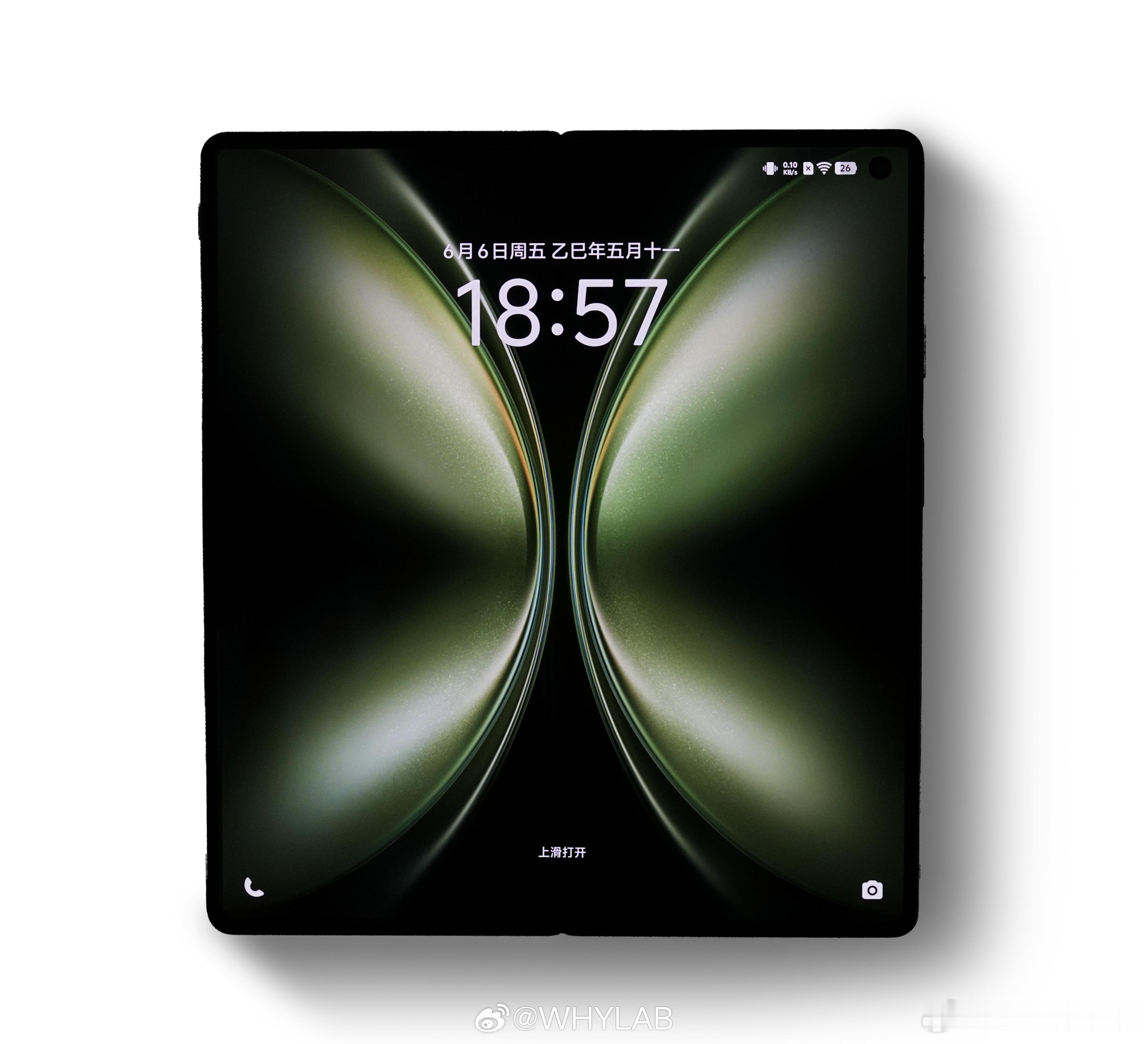 vivoXFold5正面实拍也曝光了，内外屏都支持8TLTPO、450