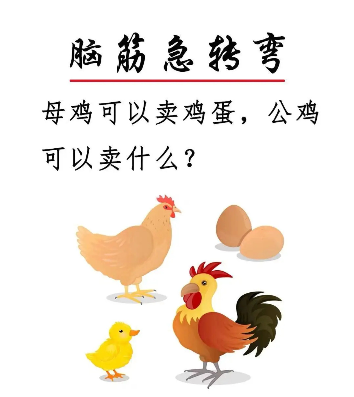 母鸡可以卖鸡蛋，公鸡可以卖什么？​​​