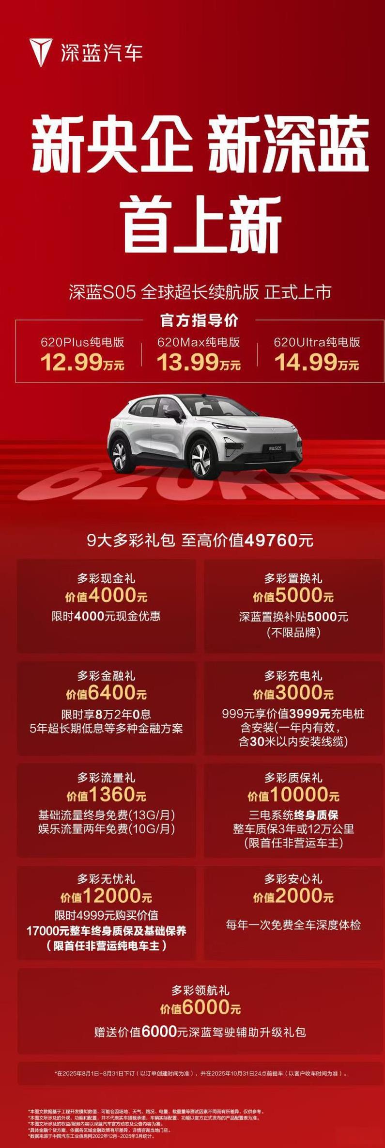 深蓝S05长续航版今日上市，12.99万起的价格直接把纯电SUV的性价