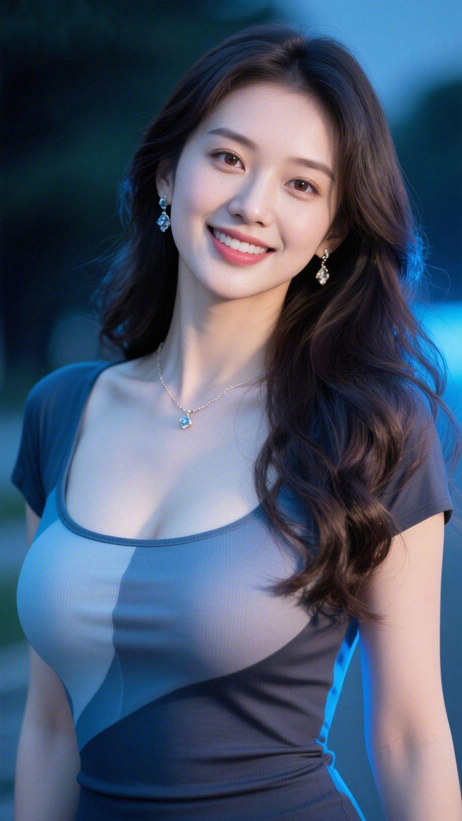 蓝衫浅笑漾暮色暮色将天空晕成温柔的靛蓝，晚风轻拂着枝叶，捎来夏夜的清宁。她