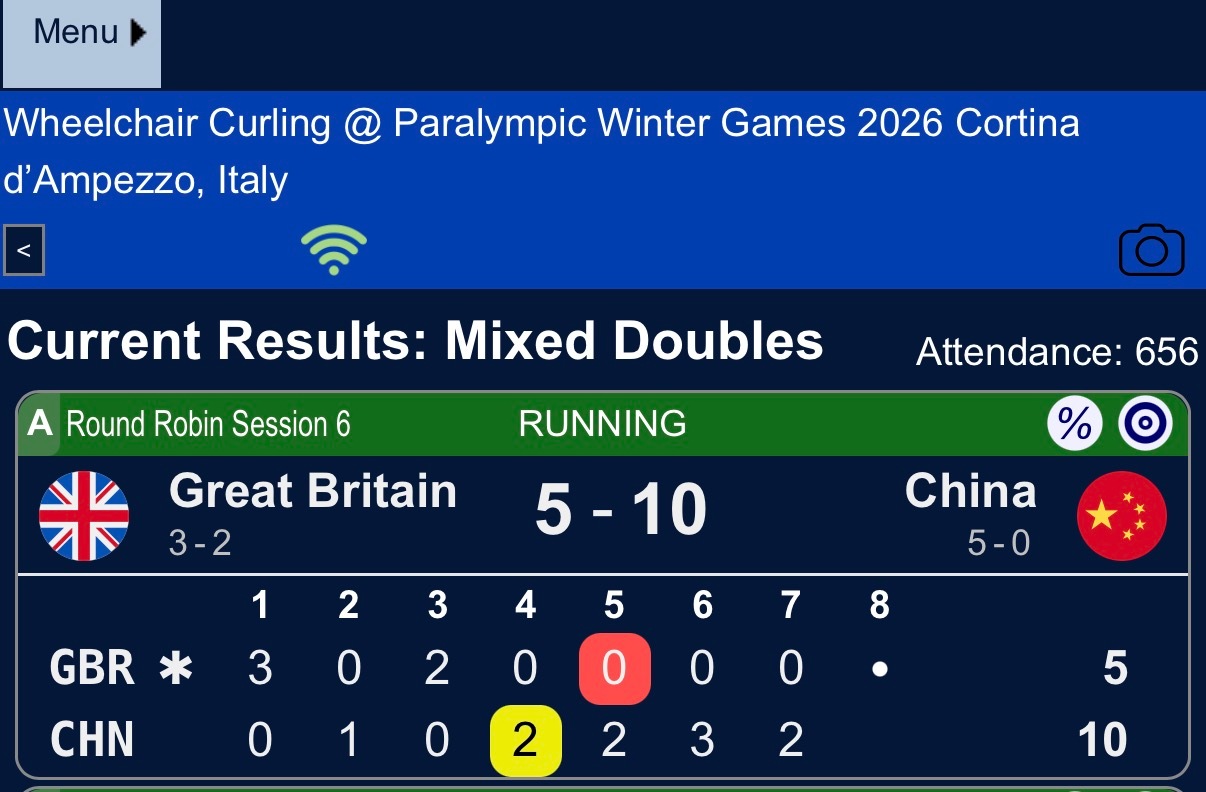冬残奥会轮椅冰壶混双，中国队完成神奇的1-5大翻盘，连赢9分(包括连偷7分)后