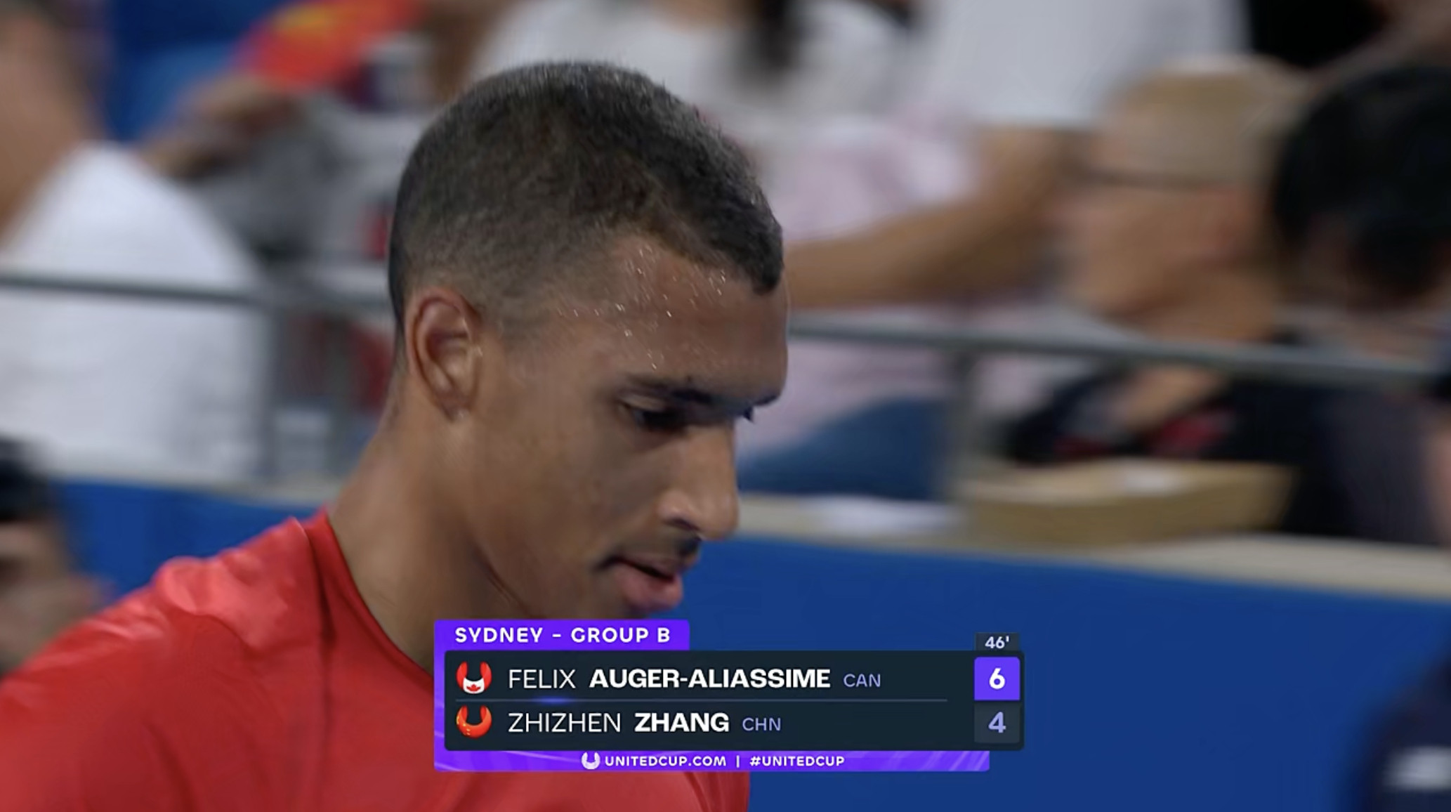 联合杯张之臻首盘4-6阿利亚西姆，一出破发点就被对方抓住了，整体打得很不错了