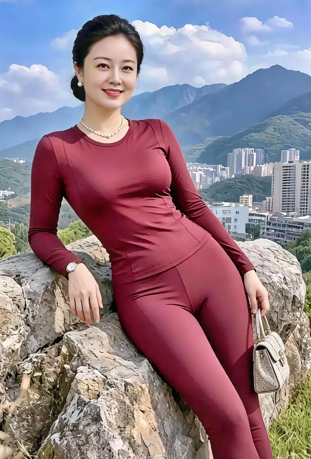 山风轻拂，白云悠悠。一袭酒红，点亮了层峦叠嶂。倚石小憩，珍珠