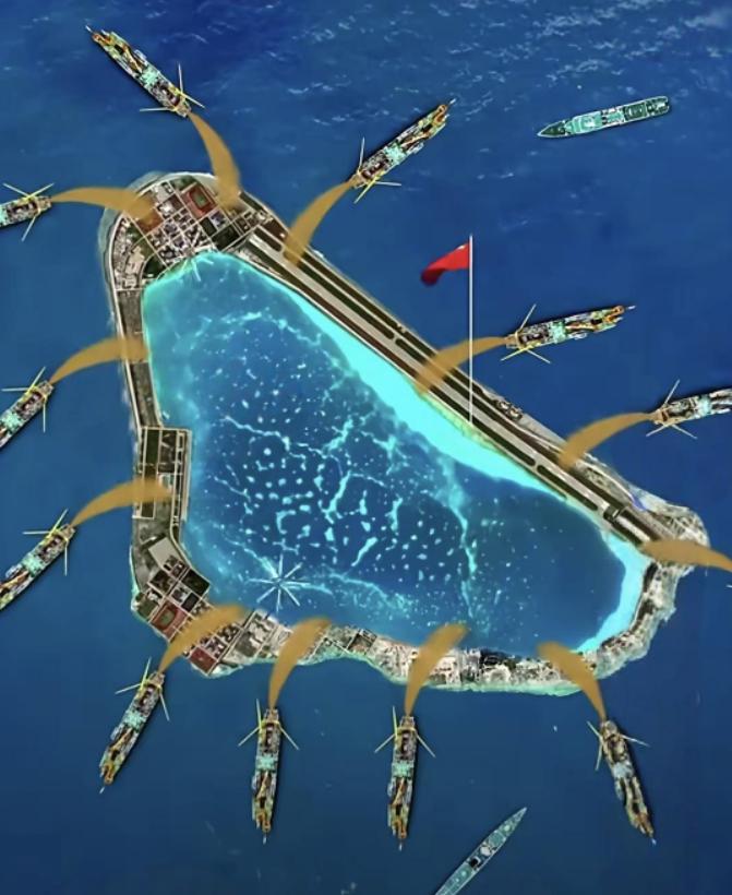 不要再说给黄岩岛填岛了，这是不现实的，我们只能守，黄岩岛周围，出了泻湖范围，水深