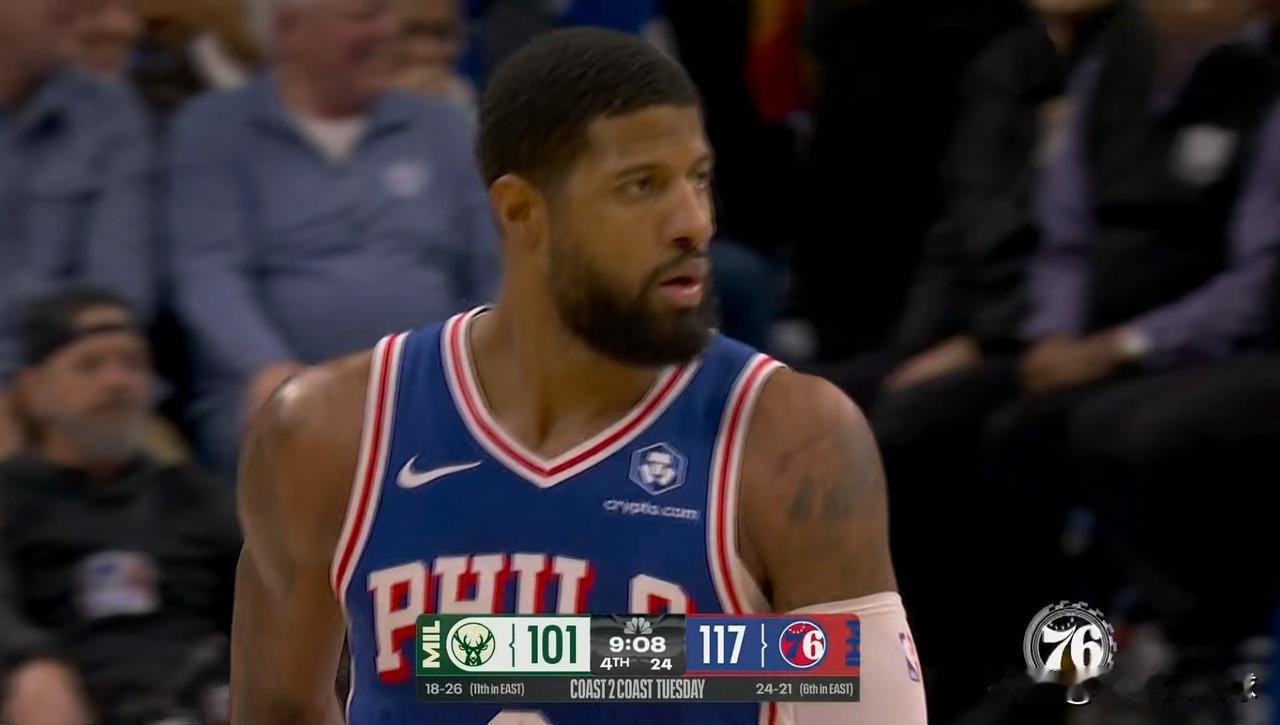 76人巨星保罗-乔治真是彻底的爆发了！在今天76人主场以139：122大胜雄鹿的