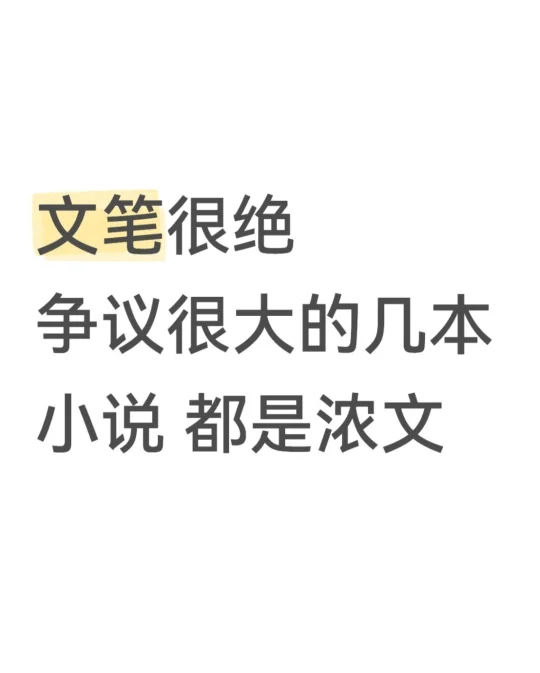 文笔很绝 争议很大的几本小说 都是浓文
