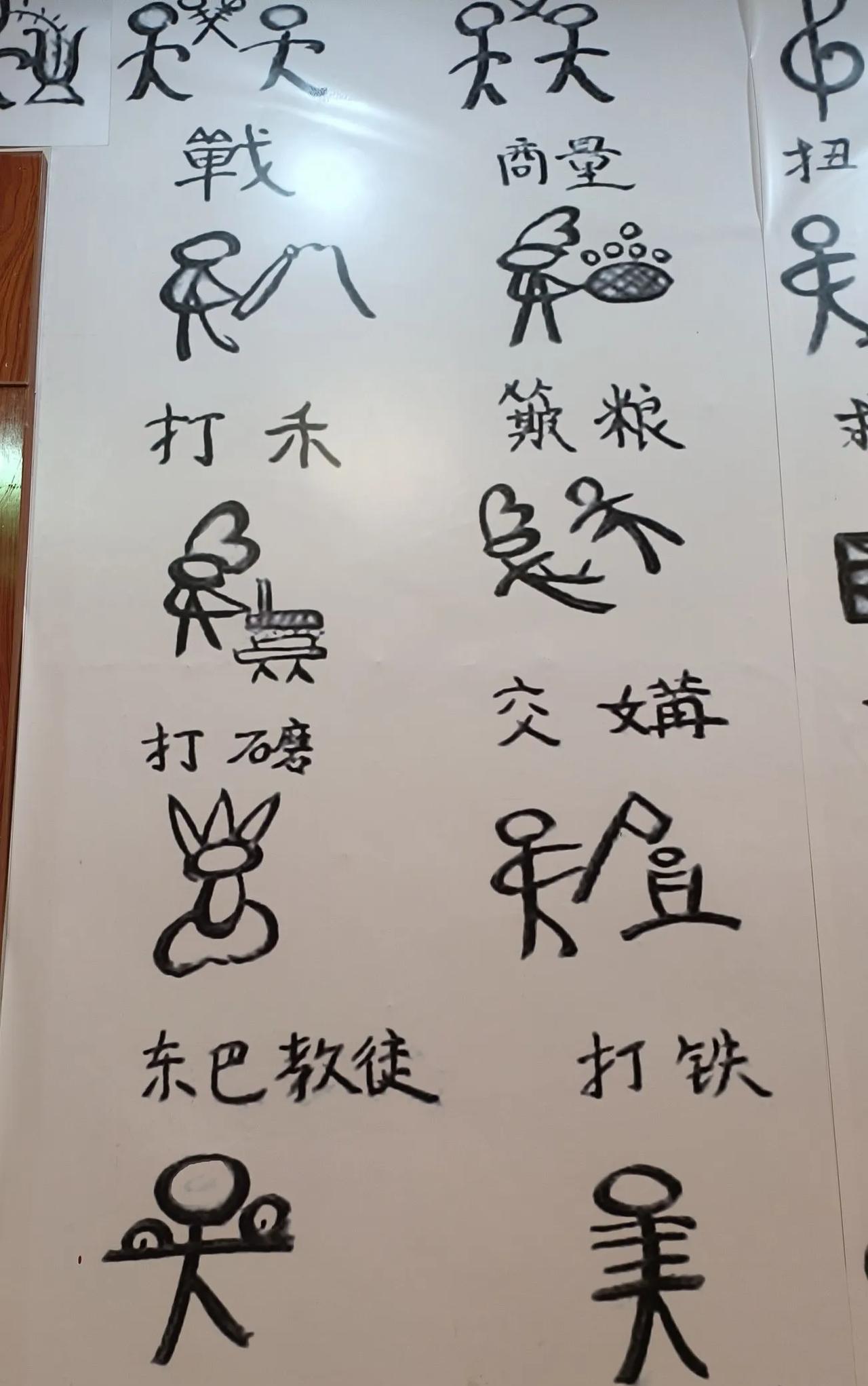 象形文字太原始了！你看这些文字，简直和开玩笑一样！交媾，打铁，书本，钟。。。这哪