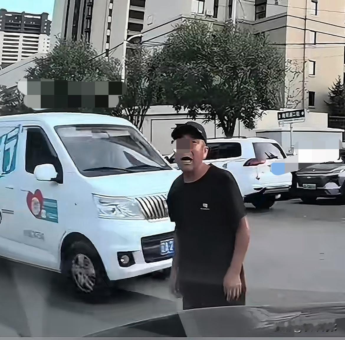 辽宁沈阳，女子开车正常行驶在路上，突然前面一个老人骑自行车过马路，女子本想停车想