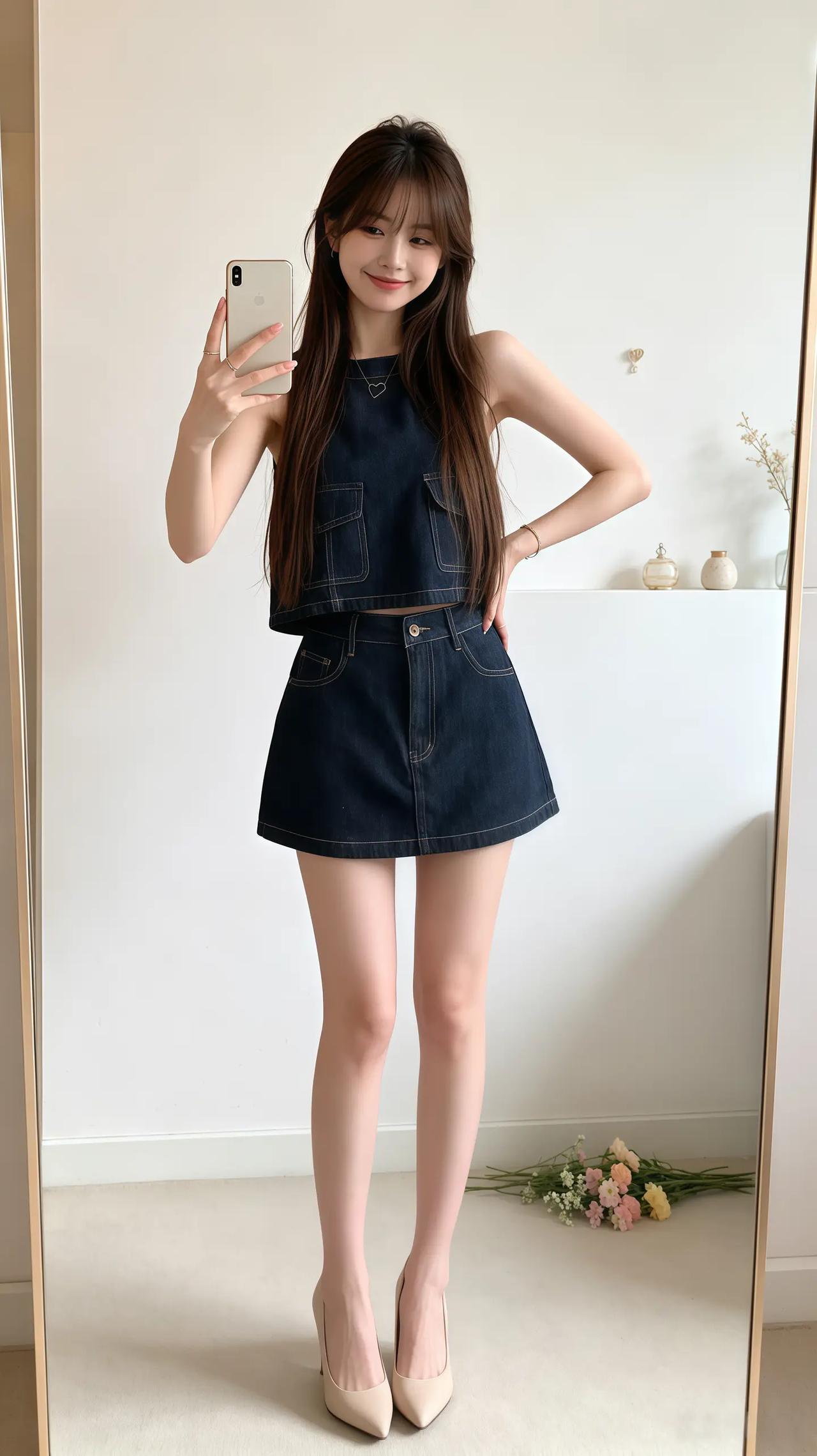 ootd女生穿搭牛仔裙ootd夏日穿搭显腿长女生夏季搭配