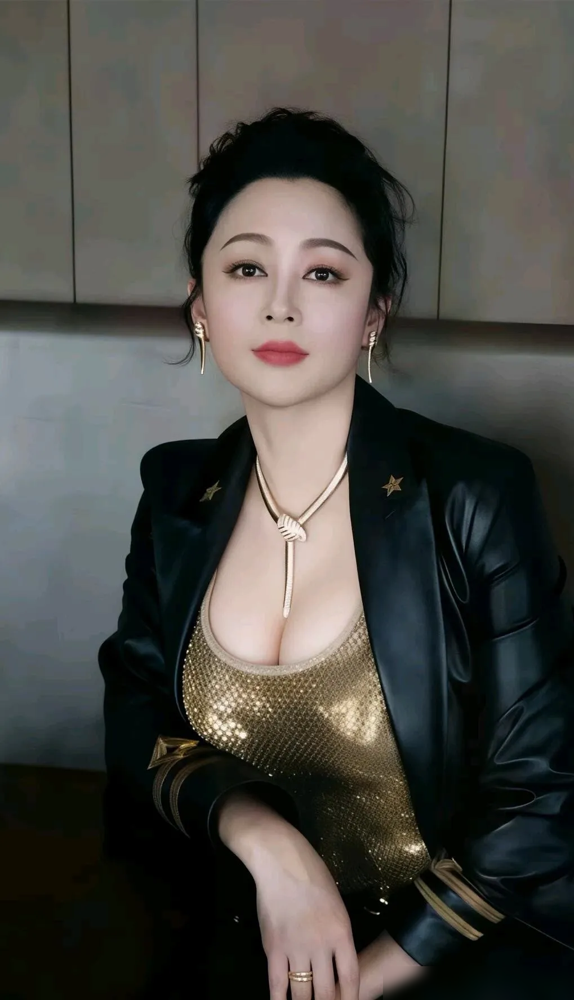 陈红这次出来，直接把老牌美人四个字钉死在台面上了。黑裙子，绿宝石，黑西装往身上一压，气场是收着的，但