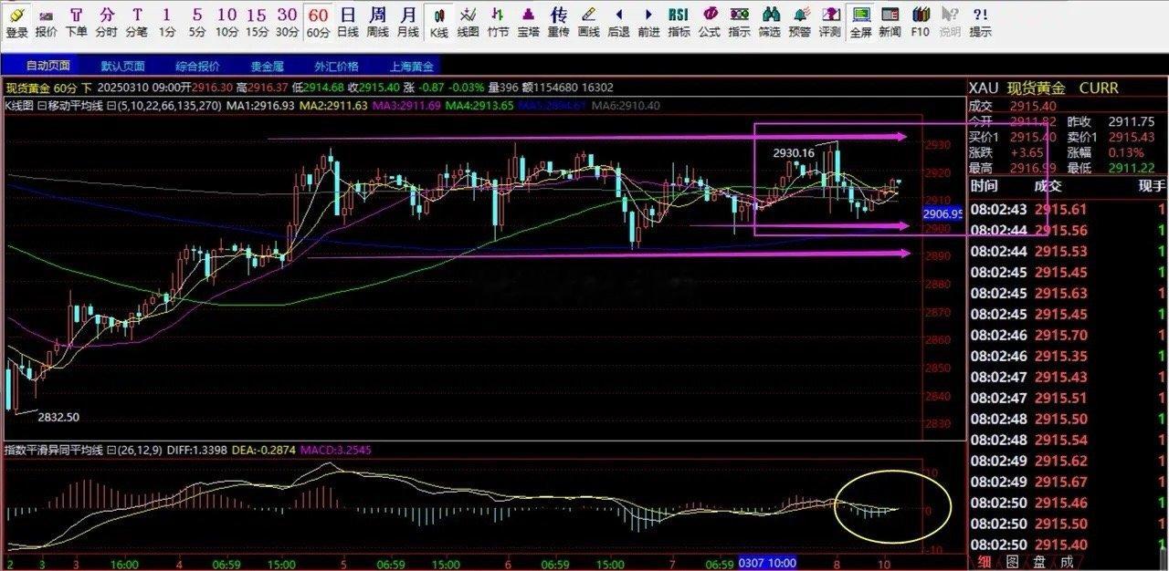 3.6号黄金行情解析及布局！昨日黄金最低2894.23，最高2929.79；算是