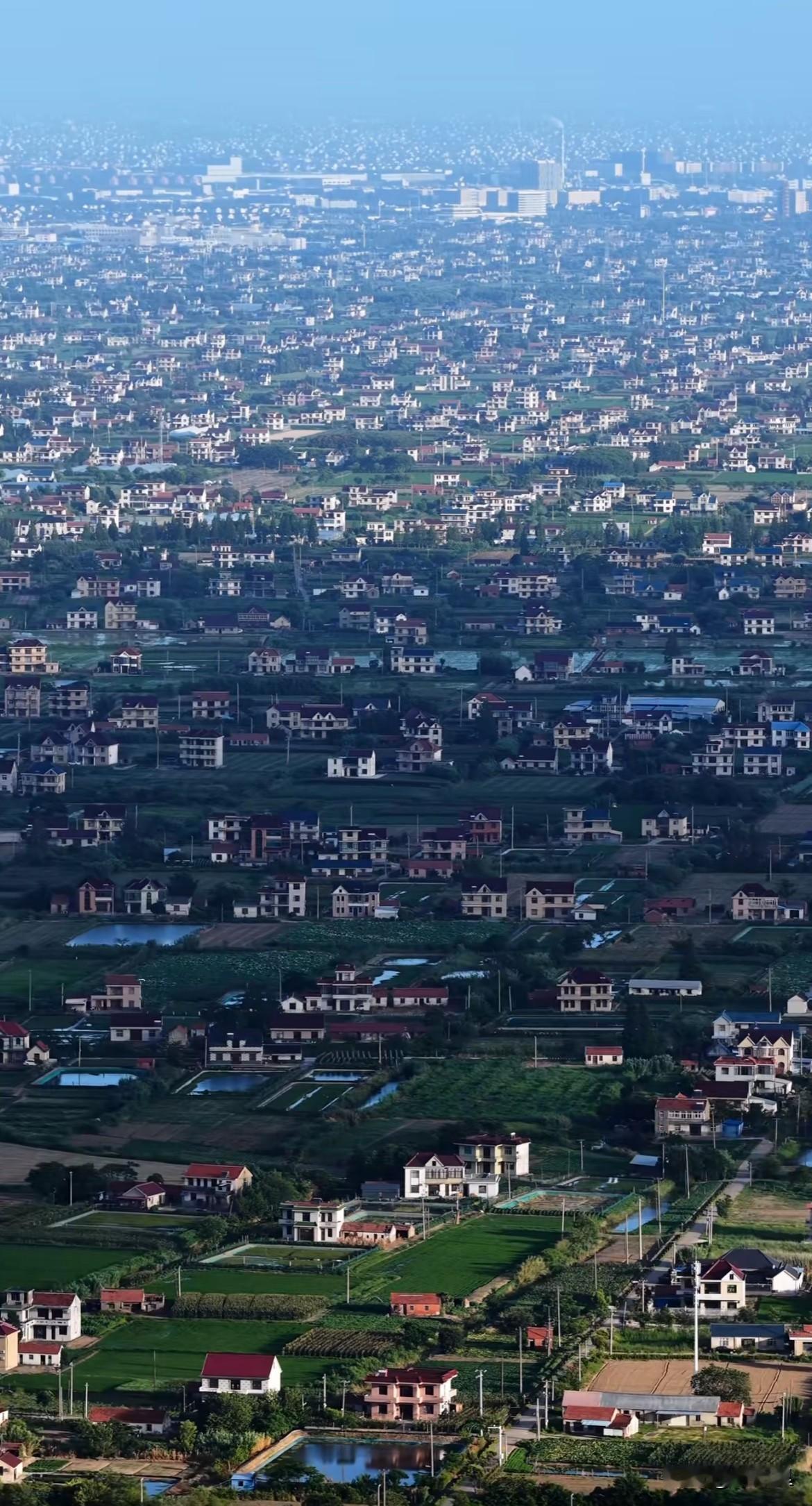 真的太让人震惊了，这一马平川的江苏平原里的乡村，南方的人看了真是惊呆了！全是田-